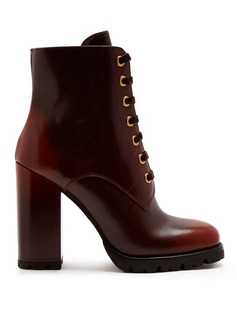 prada leather logo ankle boots brown|Prada genuine leather boots.